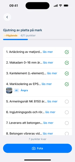 Egenkontroll i ByggExp-appen