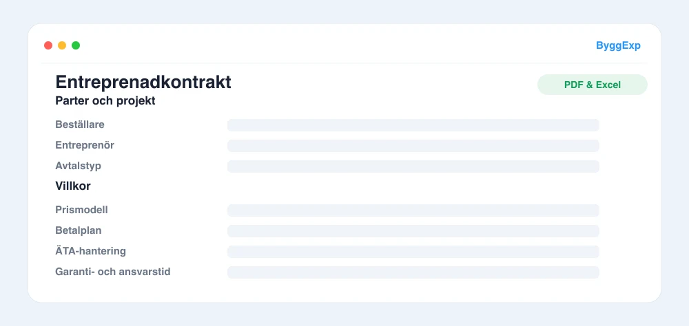 Förhandsvisning av entreprenadkontrakt-mallen