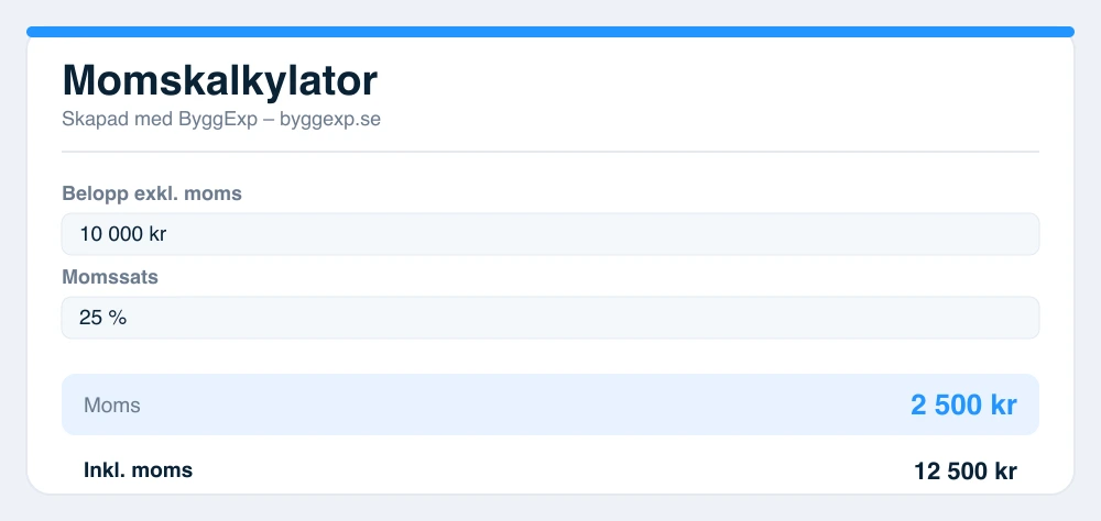 Förhandsvisning av momskalkylator